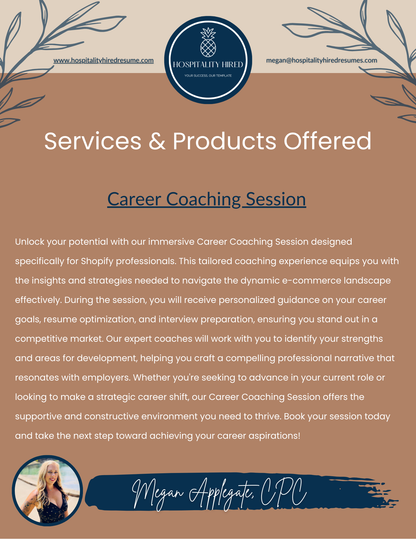 Hourly Hospitality Career Coaching Session - Professional Resume Writing Services