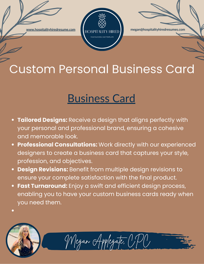 Custom Personalized Business Card Design - Resume Writing Services